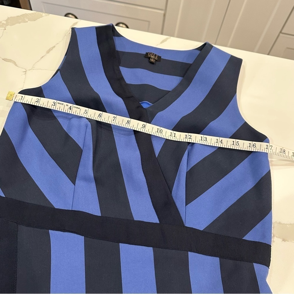 G.I.L.I. Women Milano Ponte Blue Stripe Bodycon Dress Size 8 Sleeveless Cocktail - Picture 13 of 15